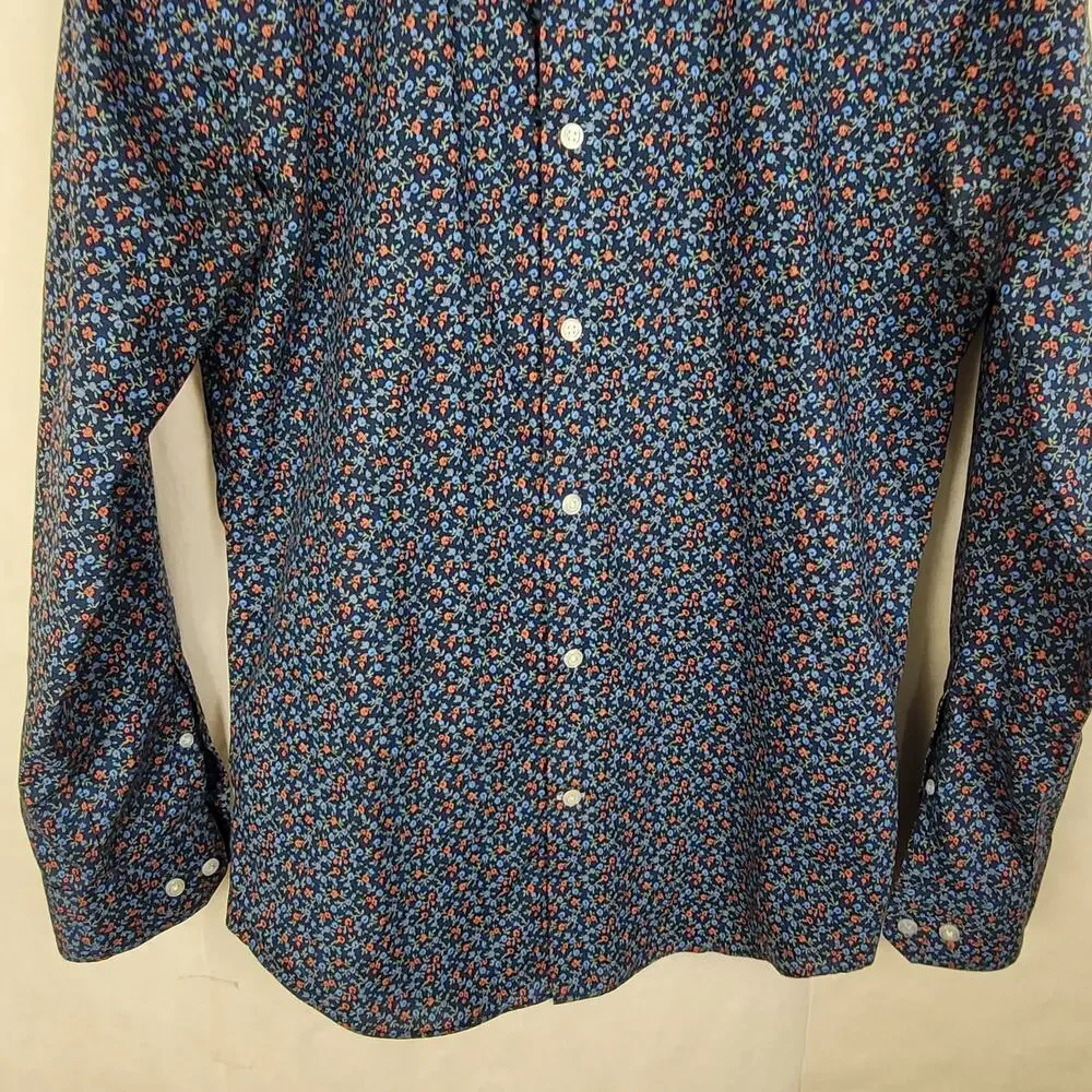 Banana Republic blue ditzy floral button up slim fit Size small long sleeved
